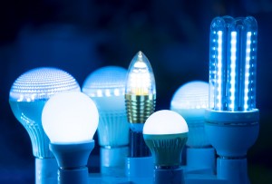 some led lamps blue light science technology background